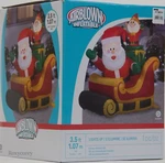 Christmas Gemmy 3.5 Ft Wide Lighted Santa Claus Sleigh Airblown Inflatable. Fixed Price $79.99.