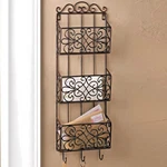 Iron Wall Rack Bronze 3 Bins Hooks Home Office Storage Display Shelf 29" Tall. Fixed Price $69.90.