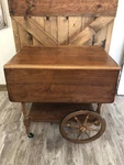 Ethan Allen Maple Tea Bar Cart Kitchen Drop Leaf Side Table With Wheels & Handle. Fixed Price $950.00.