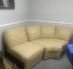 Natuzzi Leather Sectional Sofa Skin Side From Italy Seat 8. Fixed Price $1100.00.
