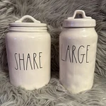 Rae Dunn Artisan Collection Share & Large Canisters With Tight Lids Set Of 2. Fixed Price $38.00.