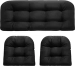 Waterproof Wicker Chair Cushions Set For Patio Loveseat - Black, 3 Pieces. Fixed Price $101.99.