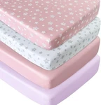 Baby Sheets Girls Fitted For Standard Size Crib/toddler Bed 4 Pack 52"X28". Fixed Price $28.99.