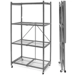 Origami 4 Tier Multipurpose Folding Storage Organizing Rack With Wheels, Gray. Fixed Price $162.99.
