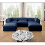 Elegant Blue Chenille Sofa With Storage And Ottoman, U-shaped 3-SEATER Cyl. Fixed Price $1380.95.