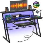 Music Studio Desk Production Workstation Rgb Led Lights Power Outlets Black. Fixed Price $369.99.