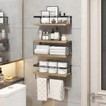 3+1 Floating Bathroom Shelves Over Toilet Wall Mount W/ Towel Bar, Rustic. Fixed Price $36.93.