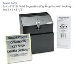 Safco Steel Suggestion/key Drop Box With Locking Top, Black Model SAF4232BL. Fixed Price $37.00.