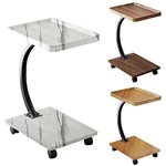 Shaped Wood End Table With Wheels Tv Tray Bedside Coffee For Couch. Fixed Price $29.99.