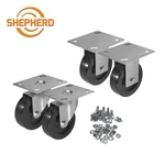 New Shepherd Black Rubber & Steel Swivel/rigid Caster Kit W/ Hardware 4-PIECE. Fixed Price $15.00.
