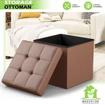Brown Faux Leather Classic Cube?storage Ottoman Home Living Room Bench Footstool. Fixed Price $35.99.