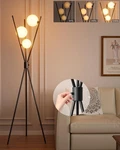 Globe Dimmable Tripod Floor Lamp, Mid Century Standing Lamps With 3PCS 3000.... Fixed Price $108.12.