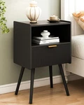 Nightstand Black Modern Bedside Table Storage Drawer Wood Shelf Joonee Open Room. Fixed Price $89.99.