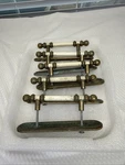 5 Vtg. Amerock Brass/white, 744-1 Drawer Cabinet Door Pulls,brass Plates. Fixed Price $35.00.
