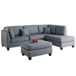 Poundex 3 Piece Fabric Reversible Sectional Sofa Set With Ottoman In Gray. Fixed Price $960.75.