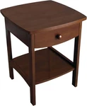 22 X 18-INCH Wood Curved End Table/night Stand With One Drawer, Brown. Fixed Price $66.29.