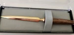 Artisan Handcrafted Letter Opener Polished Black Walnut Wood Goldtone Finish. Fixed Price $17.00.