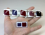 Mcm Kay Denning Enamel Copper Panel Bracelet & Brooch Pin Set Purple Burgundy. Fixed Price $75.00.