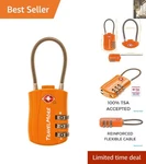Compact Tsa Travel Lock In Orange - Lifetime With Flexible Steel Cable. Fixed Price $15.99.