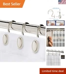 Set 12 Nickel Rust-proof Shower Curtain Hooks For Elegant Bathrooms. Fixed Price $14.39.