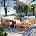 Modway Carlsbad Outdoor Patio Teak Wood 3-PIECE Furniture Set In Natural White. Fixed Price $2181.75.