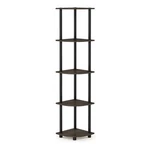 Furinno Turn-n-tube Wood 5 Tier Corner Display Rack Dark Brown Grain/black. Fixed Price $45.93.