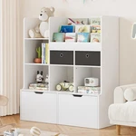 Kids Bookcase With Storage Drawers & Cubbies, Wood, Child-safe Bookshelf, Modern. Fixed Price $149.88.