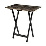 Linon Home Decor Tray Table Set, Faux Marble, Brown. Fixed Price $110.39.
