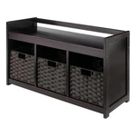 Winsome Addison 4-PIECE Storage Solid Wood Bench W/ Baskets Espresso/chocolate. Fixed Price $229.25.