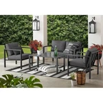 Mainstays Dashwood 4-PIECE Outdoor Patio Conversation Set, Seats 4, Gray. Fixed Price $598.00.