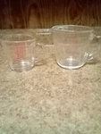 Vintage Pyrex Glass & 2 Measuring Cups #508 #516. Fixed Price $40.00.