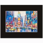 Rainy Times Square Nyc Watercolor Print By Roustam Nour Wall Mat Artwork. Fixed Price $20.00.