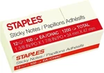 Staples Stickies Standard Notes 1.38 X 1.88" 100 Sh./pad 12 Pads Pack Of. Fixed Price $6.49.