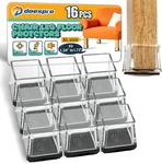 16 Pcs Silicone Square Chair Leg Protectors For Hardwood Floors Felt. Fixed Price $12.17.