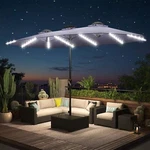Solar 15FT Double Sided Patio Umbrella With Crank Handle & Integrated Led Lights. Fixed Price $99.99.