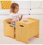 Montessori Weaning & Chair Set-adjustable Seat Height Wooden Toddler. Fixed Price $30.00.