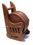 Wood Coaster Set On Rocking Chair. Vti India Hand Carved - Floral 6 Piece. Fixed Price $21.99.