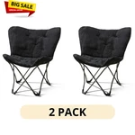 (2 Pack)mainstays Butterfly Folding Chair Micro Suede Fabric Black Lounge Seat. Fixed Price $68.99.