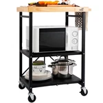Foldable Kitchen Storage Cart, 3-TIER Rolling With Solid Oak Top, Heavy-.... Fixed Price $276.79.