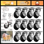 12 Pack 2" Swivel Caster Wheels With Brake, Hard Rubber Base & Top Plate, Heavy. Fixed Price $39.99.