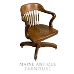Antique Tiger Oak Lawyer / Banker Swivel Office Chair - Adjustable Height #22610. Fixed Price $550.00.