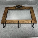 Rustic Wood Mirror Wall Rack Entryway Organizer 3 Iron Hooks Country Farm. Fixed Price $44.99.