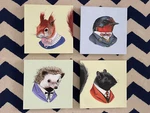 Oopsy Daisy Canvas Wall Art Dapper Animals Bird Squirrel Headchog - Set Of 4. Fixed Price $32.00.