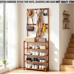 Bamboo Tree Hat Coat Stand Hallway Shoe Rack Bench W/ Shelves & 8 Hooks. Fixed Price $45.93.