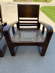 Sculptural Vintage Teak Art Deco Lounge Chairs. Fixed Price $6000.00.