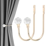 Curtain Wall Mounted Drapery Tiebacks With Clear Crystal Ball Holder. Fixed Price $15.99.