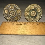 2 Antique Round Drawer Pull Handles Bureau Dresser Etc. Nice Design & Patina!. Fixed Price $17.50.