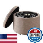 Convenience Concepts DESIGNS4COMFORT Round Shoe Ottoman Tan Fabric. Fixed Price $190.16.