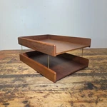 Vintage Carver Wood Products Desk Letter Tray 2 Tier Walnut Oak Mcm Damage Usa. Fixed Price $80.00.