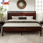 King Size Platform Bed Frame Wooden Headboard No Box Spring Mahogany Finish. Fixed Price $232.22.
